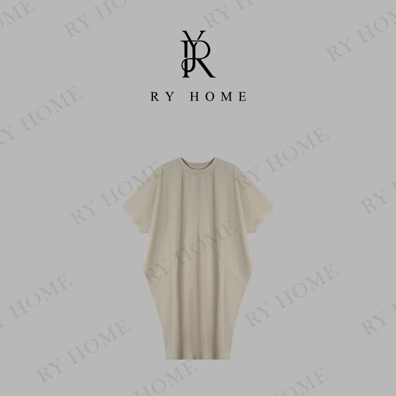 【容雨RYHOME】欧诺风扁蝠半袖气泡休闲长裙251L1361