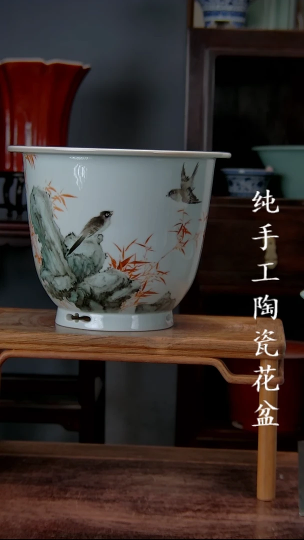 景德镇手工陶瓷花盆