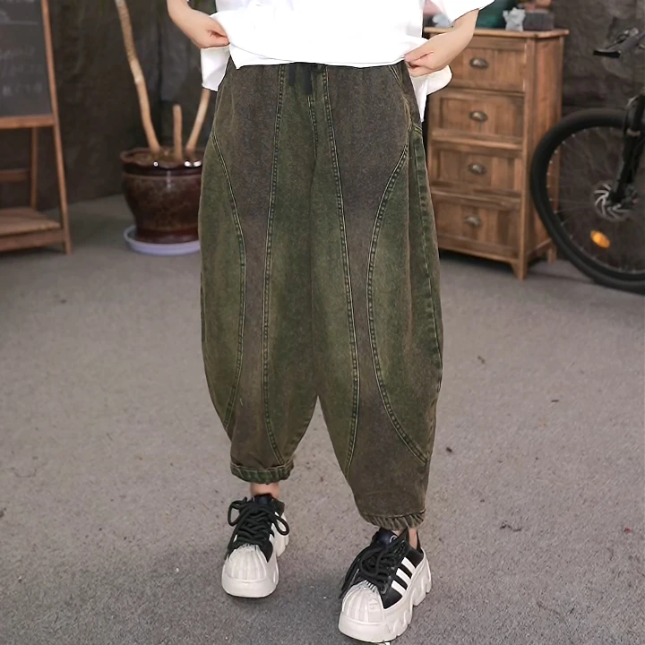 LL牛仔裤宽松显瘦女装裤子复古百搭休闲长裤-1060