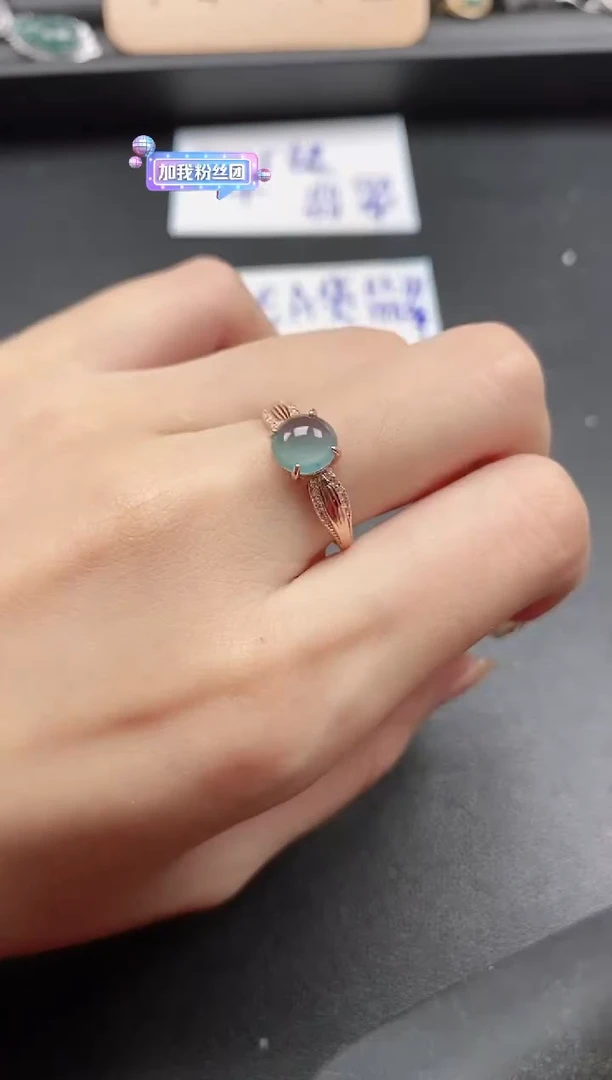 翡翠戒指银S925镶嵌15511