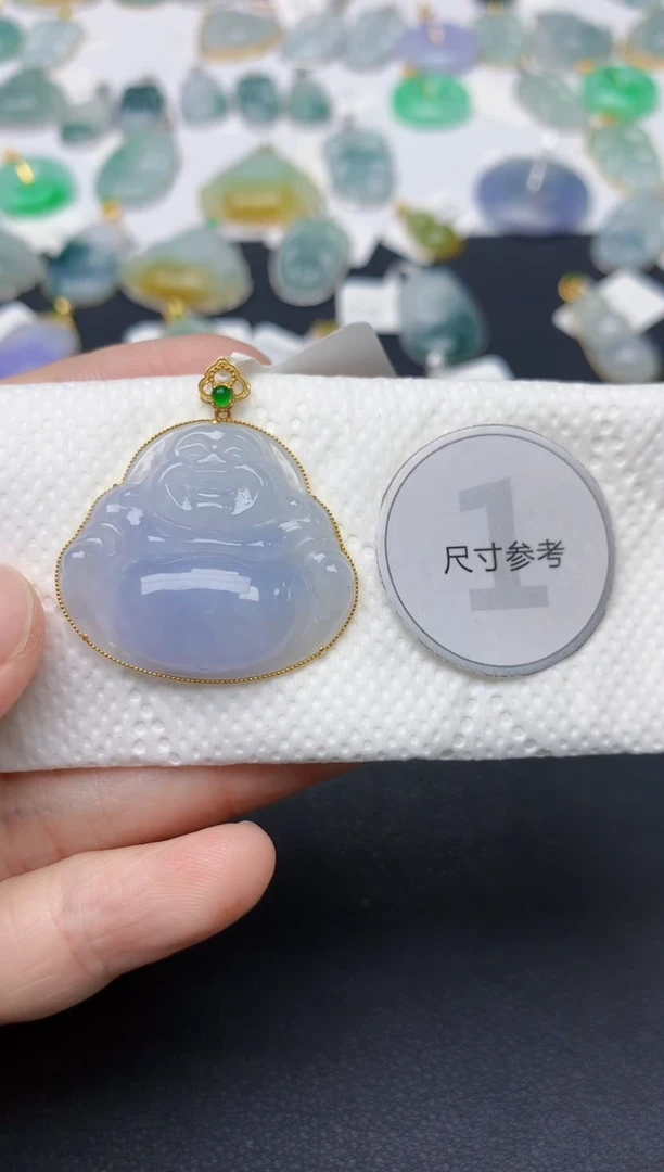 翡翠18K金镶嵌颈饰天然缅甸A货翡翠