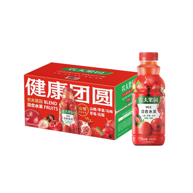 30%农夫果园450ml*15瓶山楂苹果乌梅草莓石榴混合水果汁