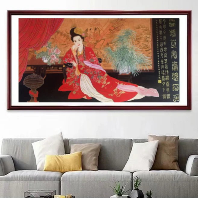 宫廷画派《花想容仕女图》