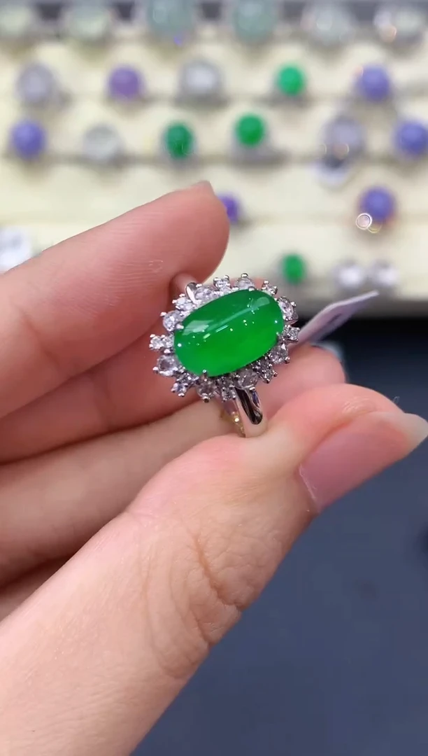 翡翠戒指18K金镶嵌B162