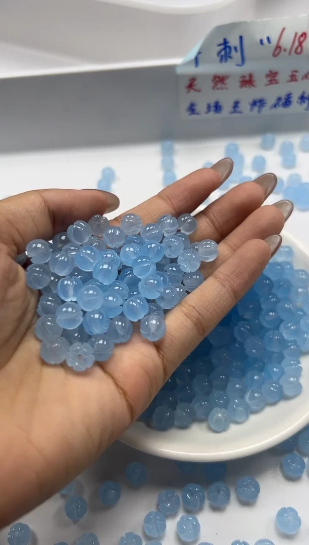 玛瑙/玉髓颈饰未镶嵌w1825海蓝宝南瓜珠8mm*25颗