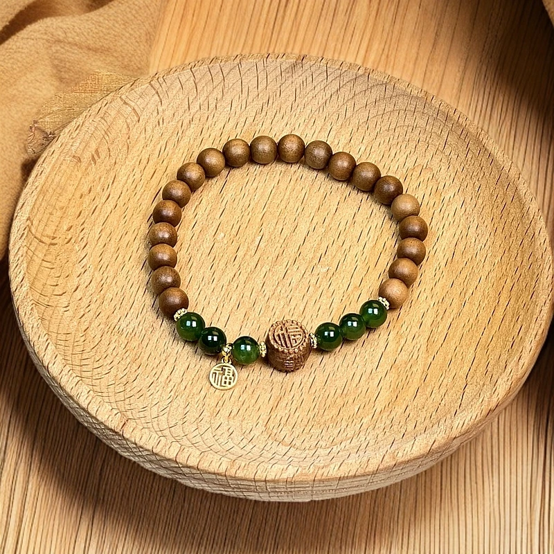 檀香木6mm福运将至老山檀diy单圈手串时尚百搭女款手串