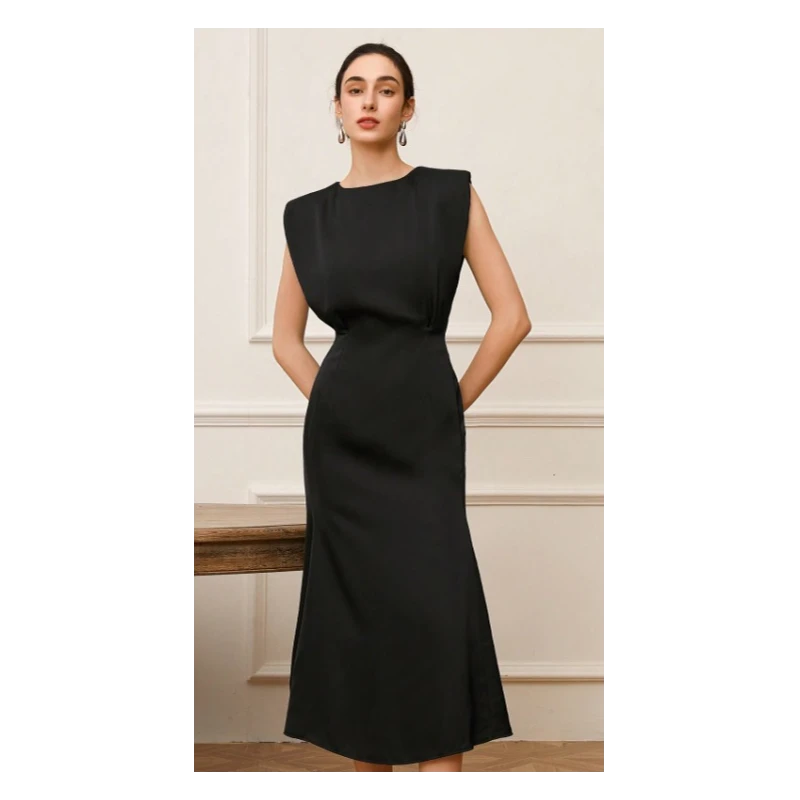 【楠哥专属】夏季设计感黑色连衣裙赫本风S4BL123