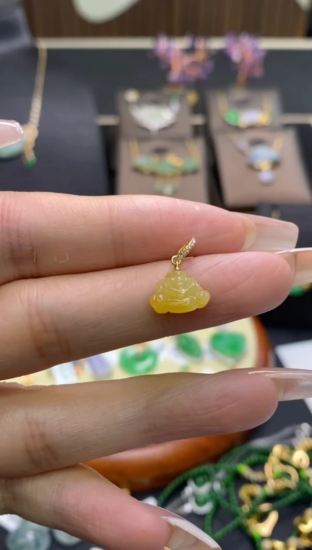 【闪购商品】翡翠颈饰18K金镶嵌净货13158