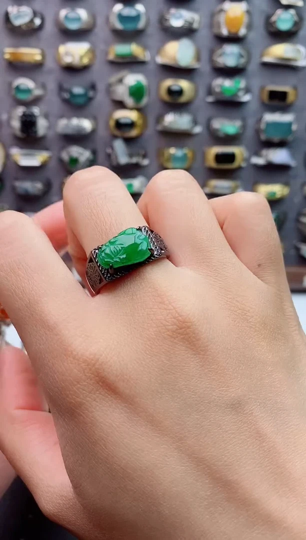 未镶嵌戒指翡翠天然翡翠男戒