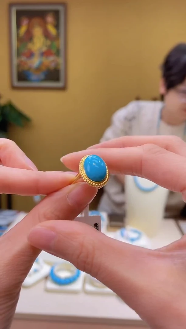 18K金镶嵌绿松石戒指5@@JH60104018