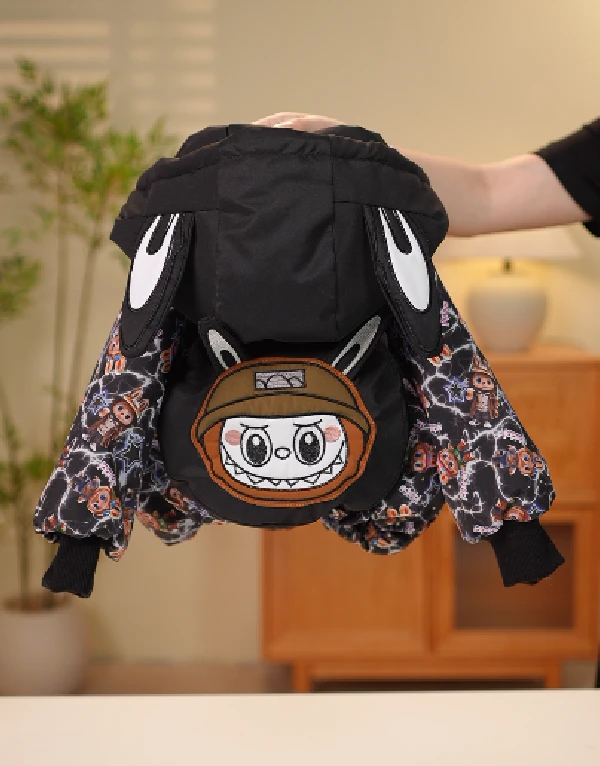 拉布布新款新款冬季儿童韩版加厚保暖宽松连帽秋冬纯色棉服