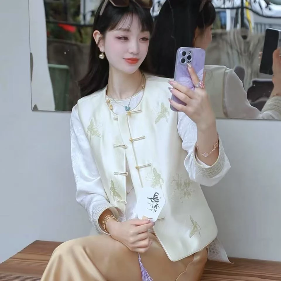 《秀秀定制》《白蝴蝶》时尚新中式中国风气质复古刺绣日常马甲0893