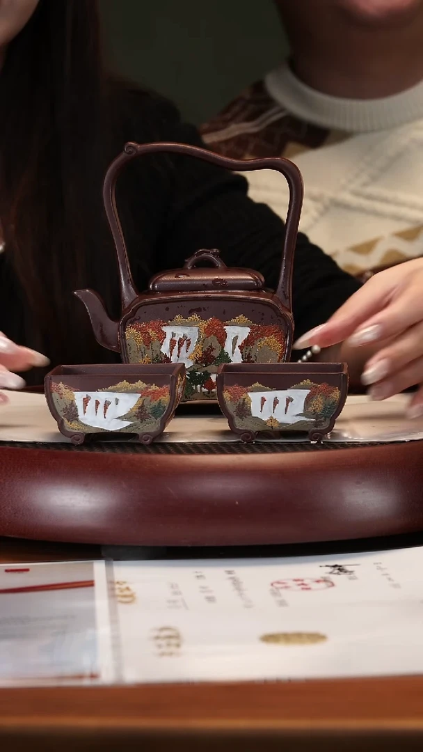 【闪购商品】紫砂茶壶2-60WXM月供折桂提梁套组底槽清