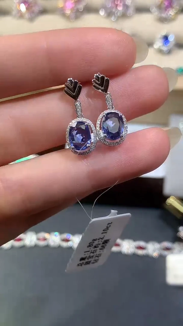 耳饰蓝宝石18K金镶嵌D356|7999