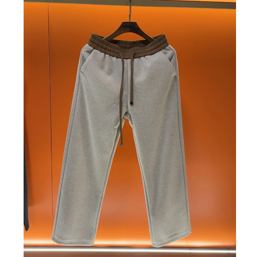 男士秋季新款羊毛混纺高级感直筒裤松紧腰弹力修身百搭垂感休闲裤