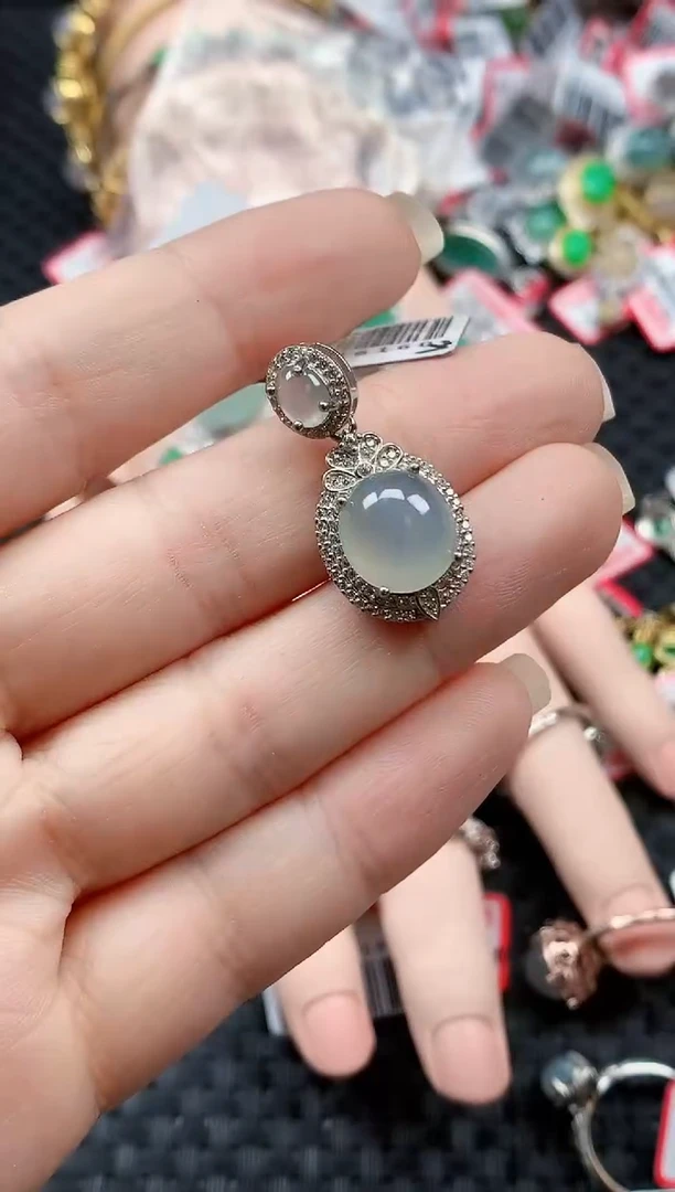 银S925镶嵌戒指翡翠天然A货缅甸翡翠