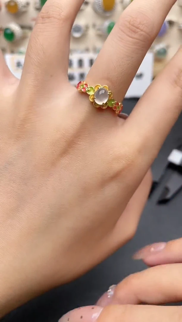 【闪购商品】翡翠戒指银S925镶嵌一物一证一礼盒