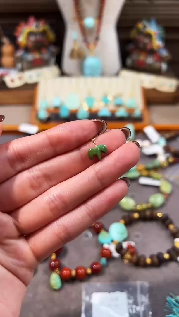 18K金镶嵌绿松石提溜喵****斗绿松石提溜