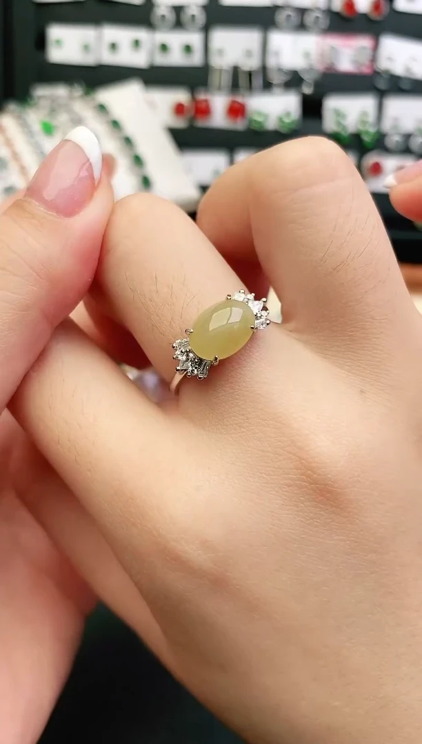 银S925镶嵌戒指翡翠0