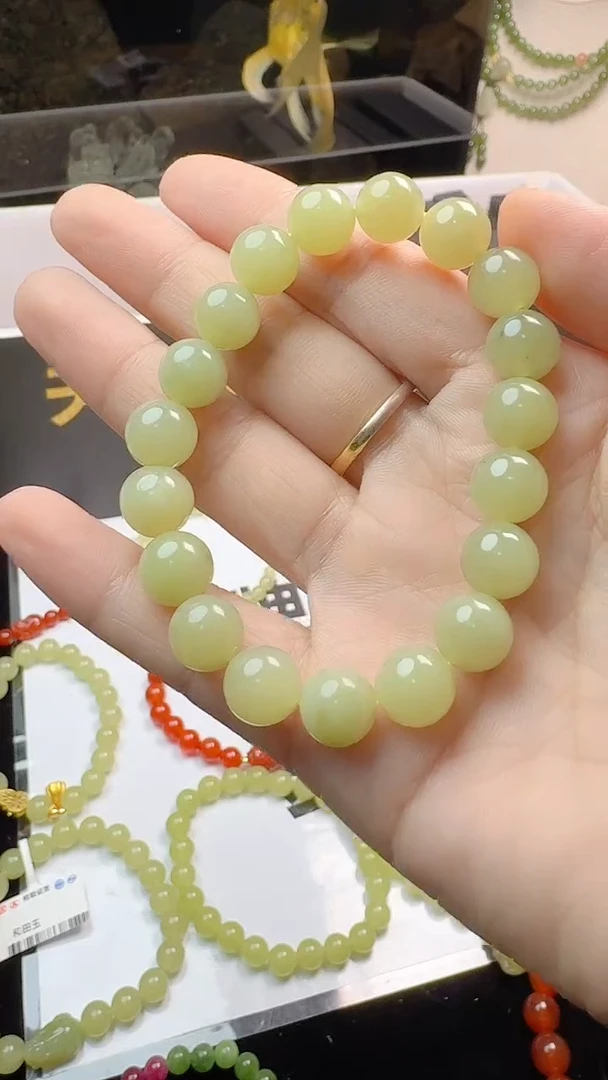 未镶嵌手链和田玉苏*青黄口10mm和田玉手链