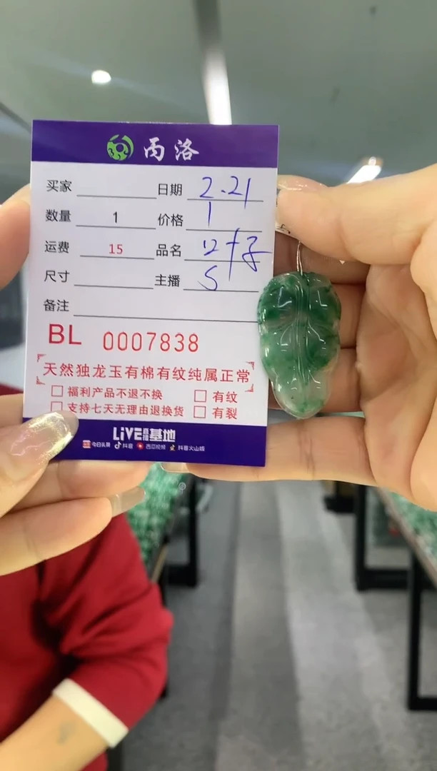 【闪购商品】石英质玉吊坠未镶嵌叶子7838