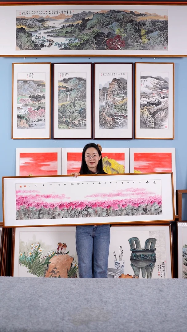 【闪购商品】国画阿里丁《晨曦》含框162*47