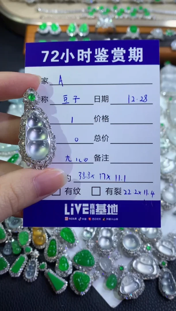 颈饰18K金镶嵌翡翠A***呀豆子分单