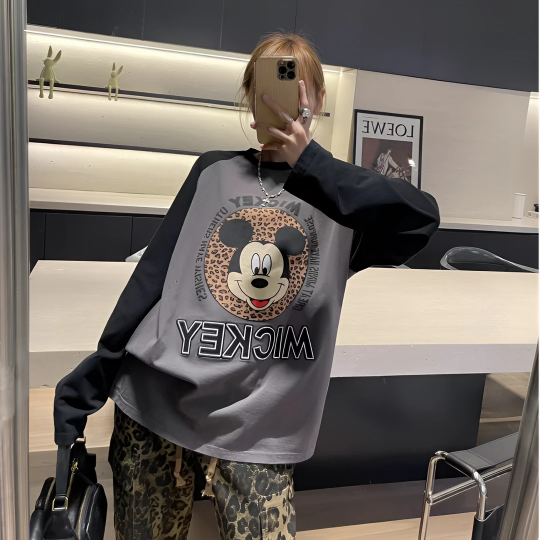 BLX--7476（深圳出品）25早春新款小众设计款米奇印花上衣圆领时尚