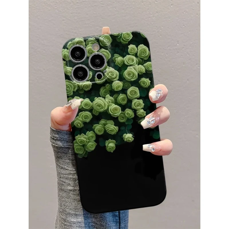 绿色花朵适用iphone16菲林硬苹果13手机壳华为vivo小米15oppo套