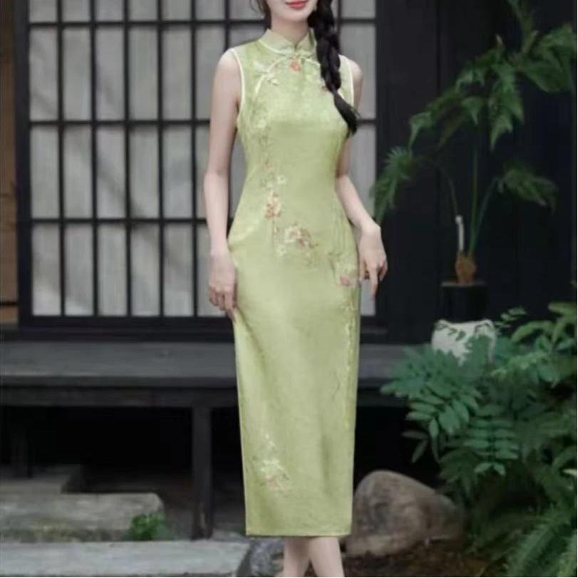 国风无袖高级感旗袍连衣裙8837.03371.(裙长116)