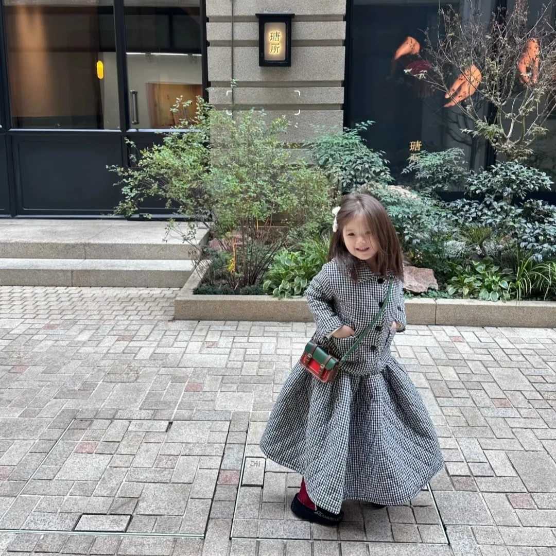 壹妈童装女童韩版秋冬休闲风新款简约时尚灰色套装夹棉外套半身裙