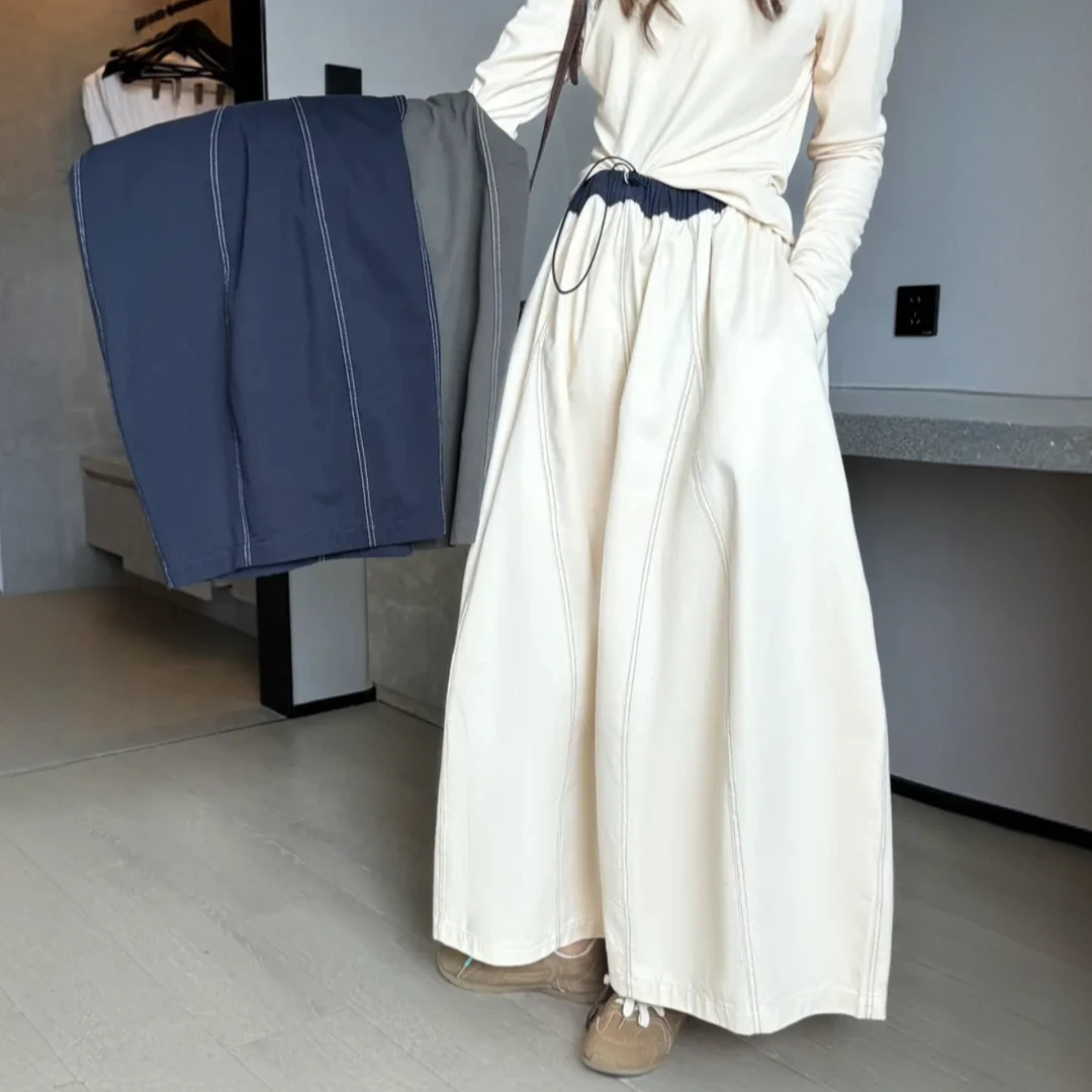 “日系花苞裙”春季韩单显瘦裙子女士氛围感半身裙明线花苞裙-5092