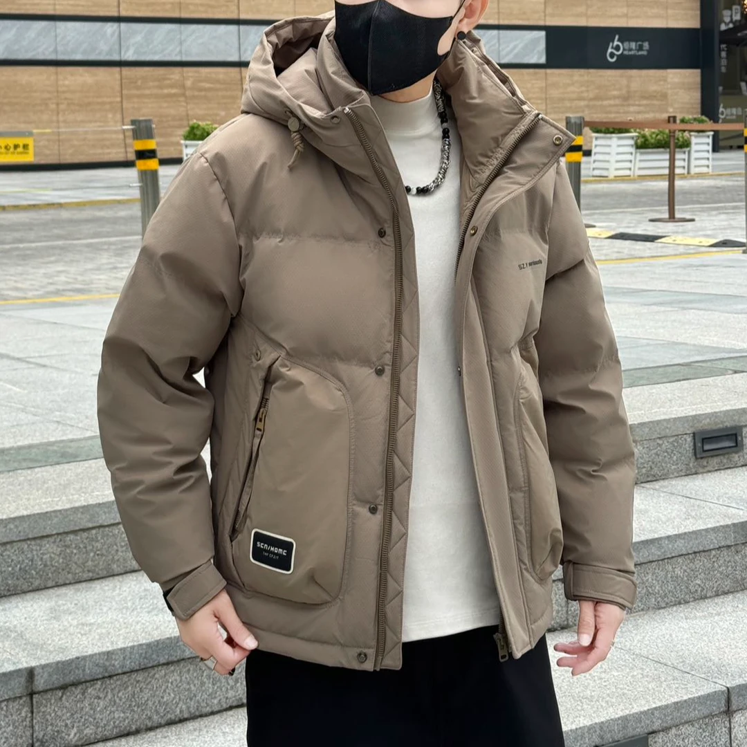 冬季新款时尚潮流简约休闲连帽防风御寒保暖加厚外套#24699