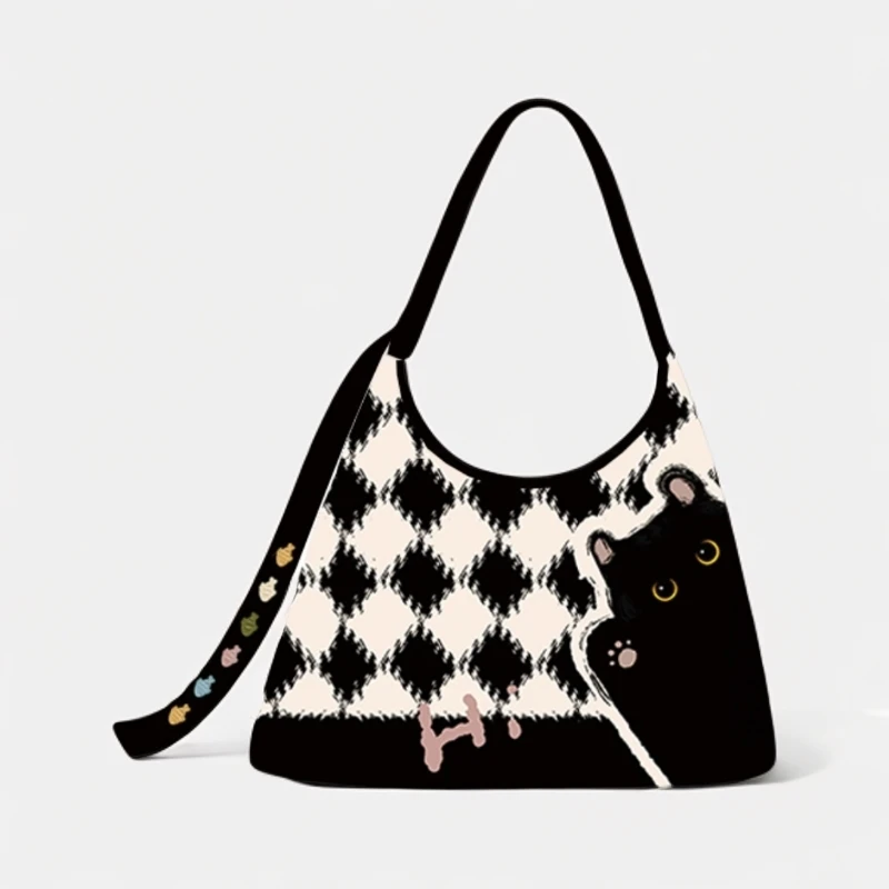 尼睿新款原创哈喽煤球新月斜挎包包时尚百搭单肩大容量小众休闲女