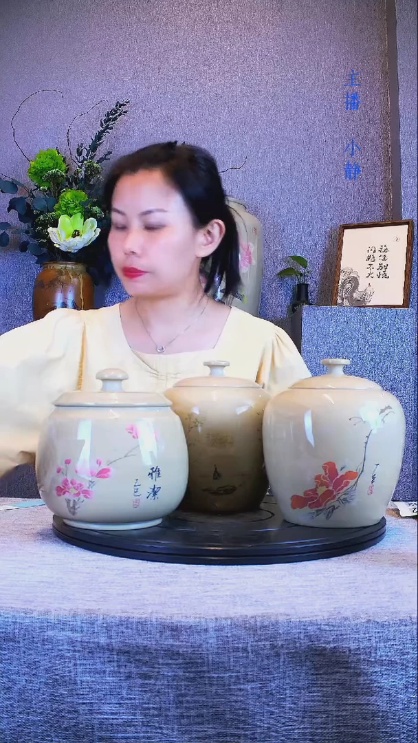 建水全手工紫陶茶罐白亮3只009