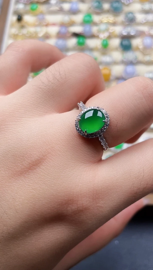 银S925镶嵌戒指翡翠78