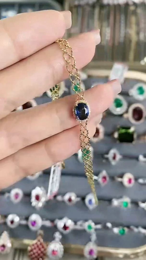【闪购商品】蓝宝石手链18K金镶嵌18K金镶嵌蓝宝石手链