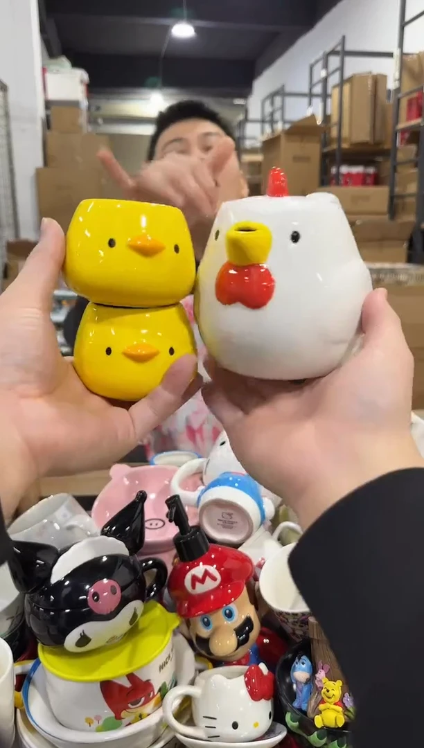 瓷片原盒小鸡茶壶套组