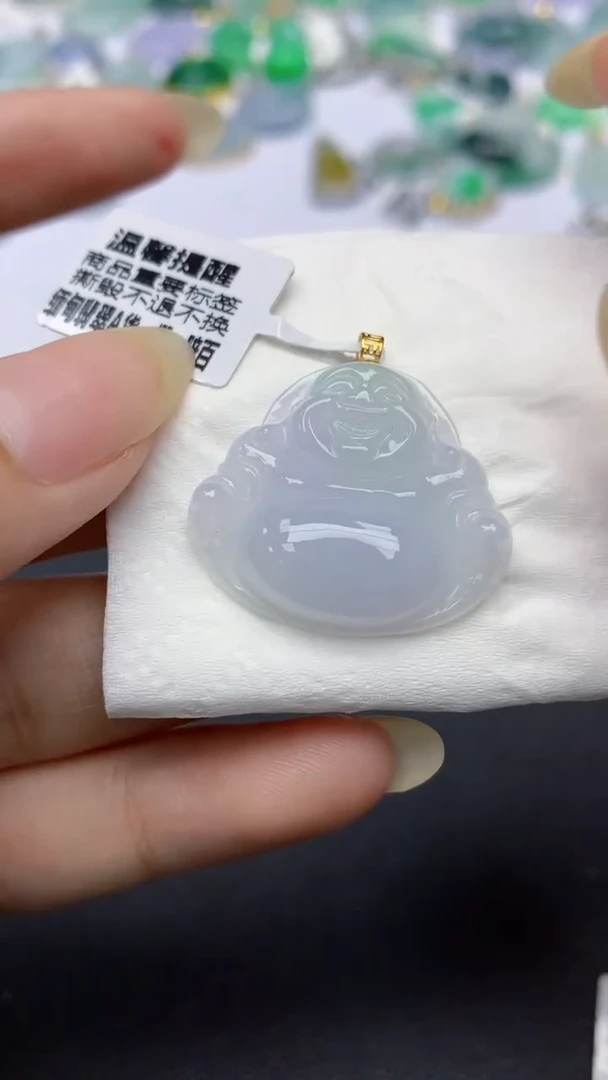 颈饰18K金镶嵌翡翠天然缅甸a货翡翠百元以上9元证书费自理