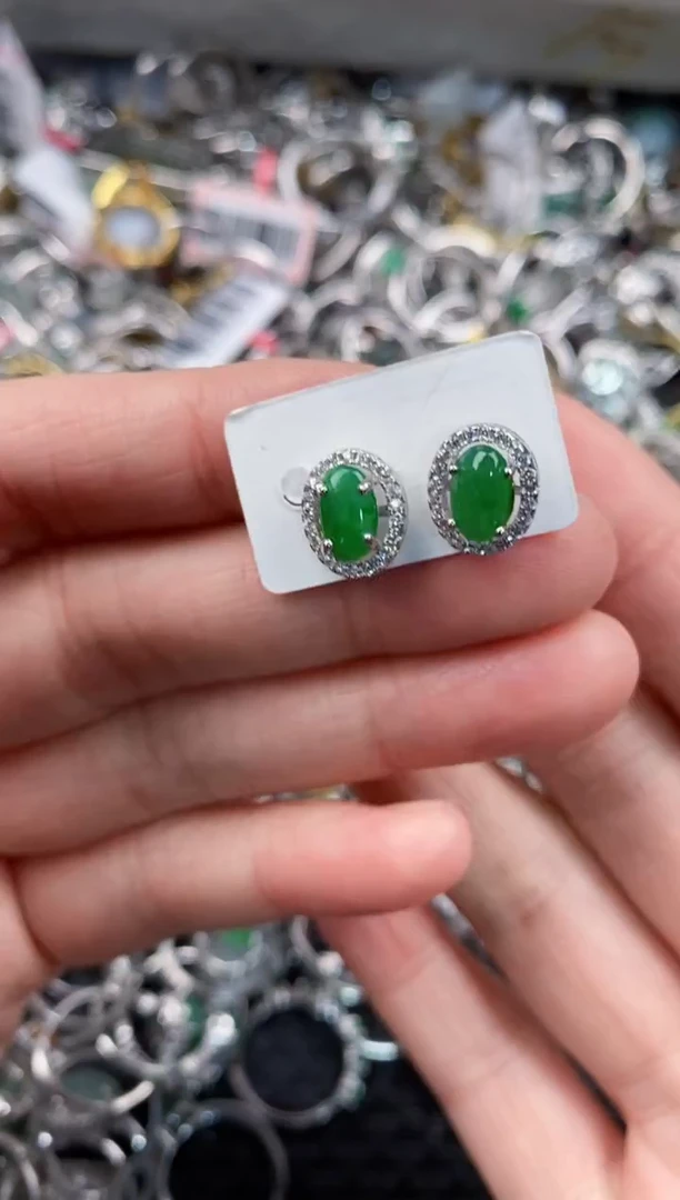 银S925镶嵌戒指翡翠444              1