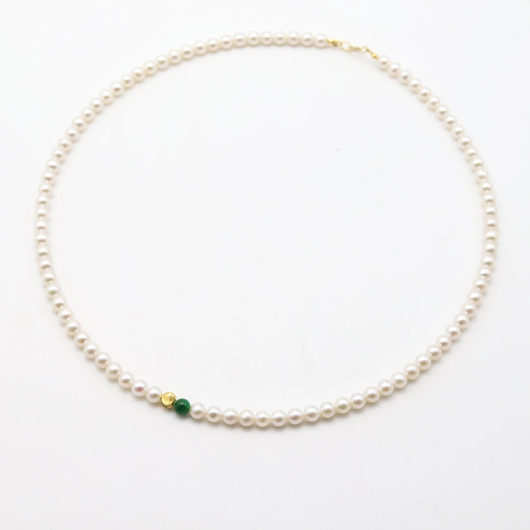 ＃【玲珑-翠微】G18K珍珠翡翠项链P11302150