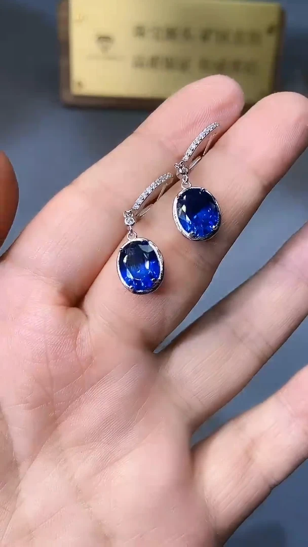 【闪购商品】蓝宝石耳饰银S925镶嵌354