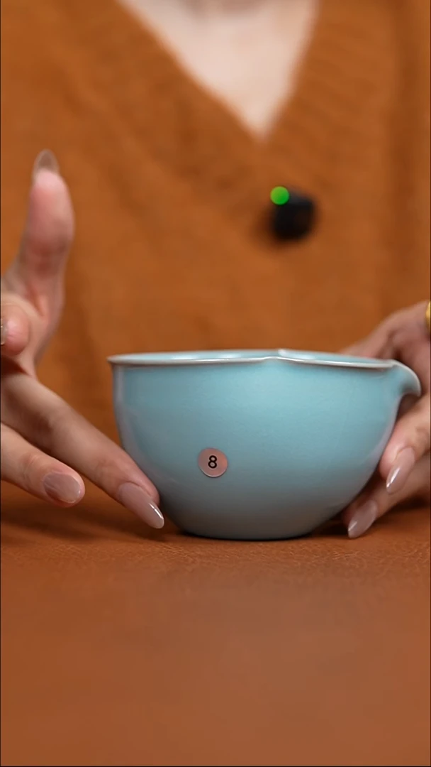 瓷片仿古天青葫芦纯手公道杯瑕8