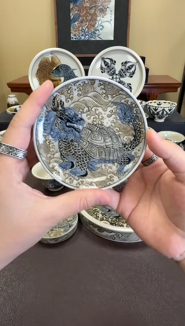 二号釉龙龟纹杯垫