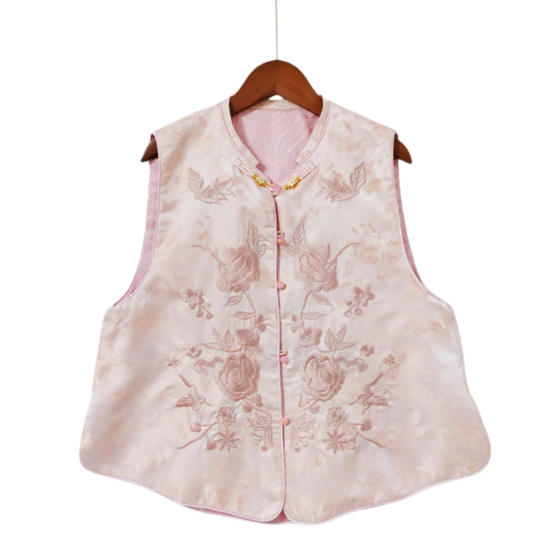 【海棠花】新中式刺绣国风马甲两面穿休闲百搭款式显瘦女上衣背心