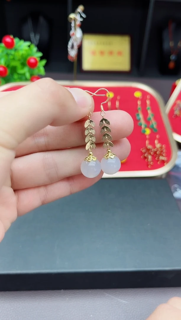 【闪购商品】玛瑙/玉髓耳钉银S925镶嵌915000