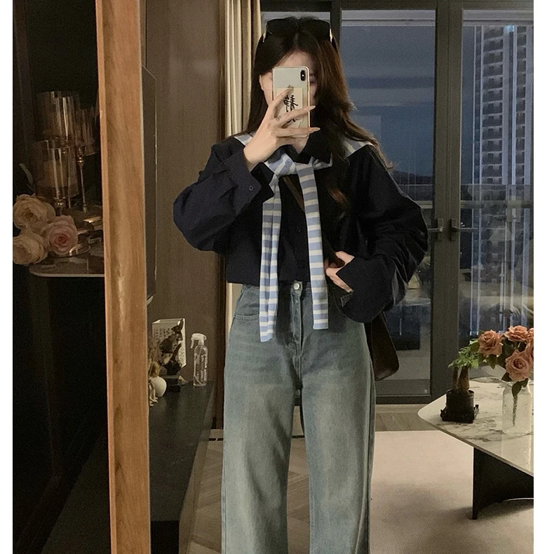 美式复古披肩长袖衬衫女2025新款春秋季流行宽松衬衣休闲外套上衣