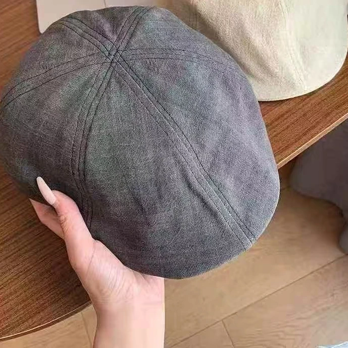 【摩姐姐欧韩】复古纯色前进帽百搭显脸小贝雷帽