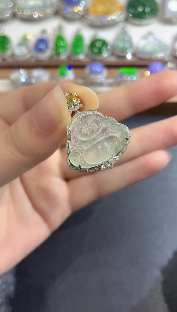 吊坠(不含链)18K金镶嵌翡翠93-吊坠