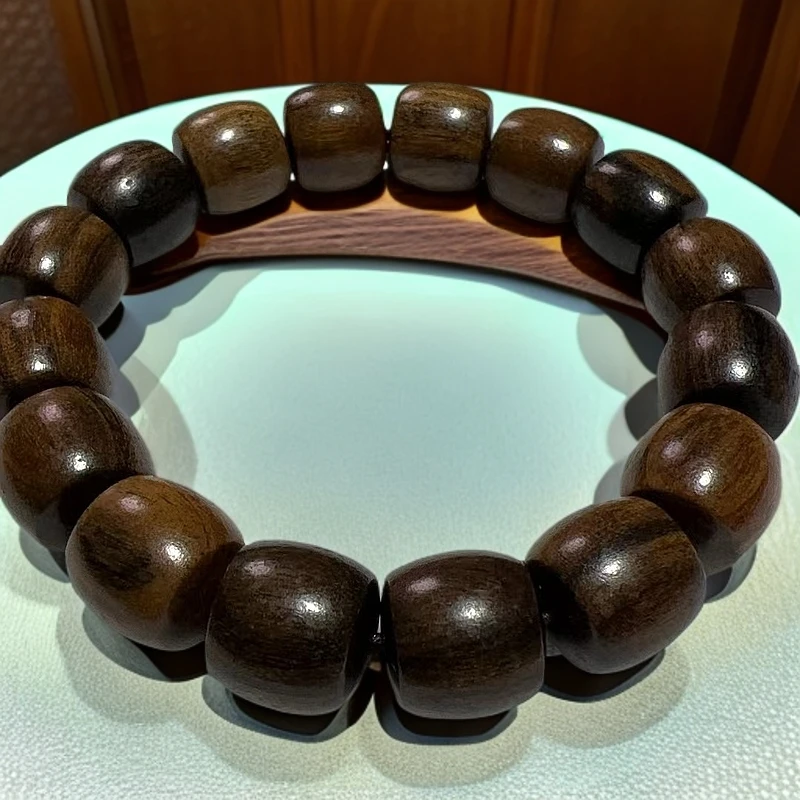 137【富贾精选】黑柿木14mm＋精工直切桶珠单圈时尚潮流百搭文玩